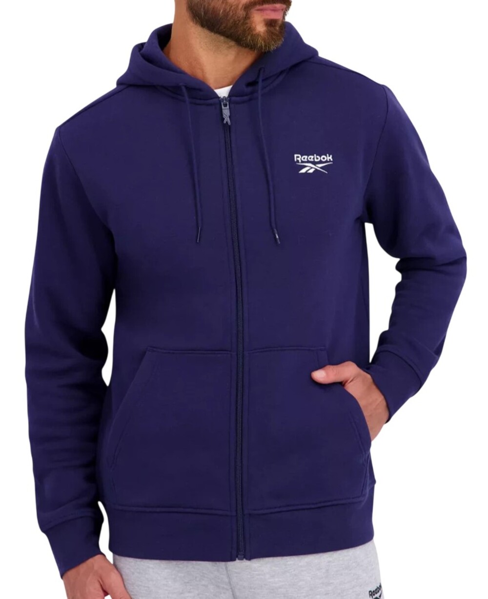 REEBOK Identity Fleece Full Zip Hoodie Mens S Sweatshirt Training Navy Regular